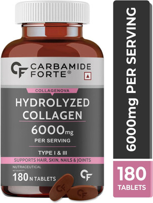 CARBAMIDE FORTE Collagen Powder Tablets - 6000mg with Type 1 & 3 Collagen Supplement(180 No)