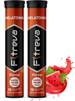 Fitreva Melatonin 30 Effervescent Tablets for Restful Sleep - Watermelon Flavor(2 x 15 Tablets)