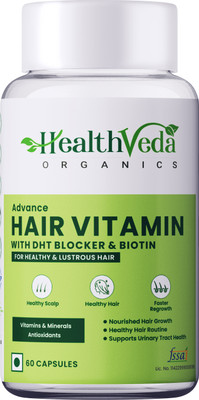 Health Veda Organics Plant Based DHT Blocker for Healthy Hair(60 Capsules)