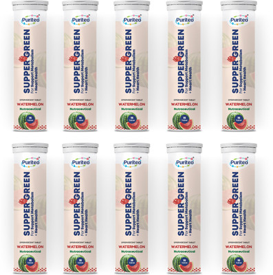 puriteo SUPPER GREEN EFFERVESCENT WATERMELON 10(10 x 15 Tablets)