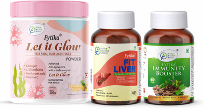 FYTIKA Let it Glow Pineapple-200G + Fit Liver-60 Tabs + Immunity Booster-60 Tabs(3 x 133.33 g)