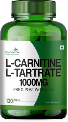 Simply Herbal L-Carnitine L-Tartrate 1000mg Per Serving - Double Strength Formula & Fat Burner(120 Tablets)