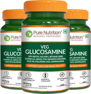 Pure Nutrition Vegan Glucosamine - 60 Veg Tablets Pack Of 3(3 x 60 Tablets)