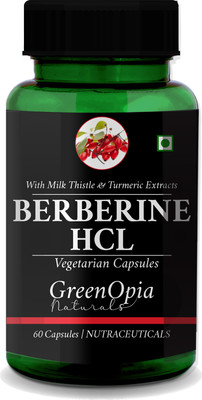 GreenOpia Berberine HCL with Milk Thistle & Turmeric Extracts, 60 Vegetarian Capsules(500 mg)