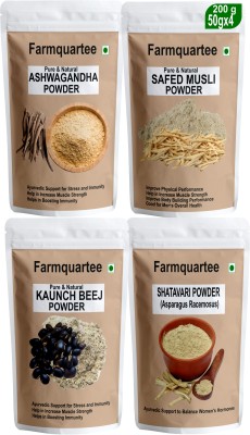 FarmQuartee Ashwagandha Safed White Musli Kaunch Seed, Shatavari Powder, Churna (Powder)(4 x 50 g)