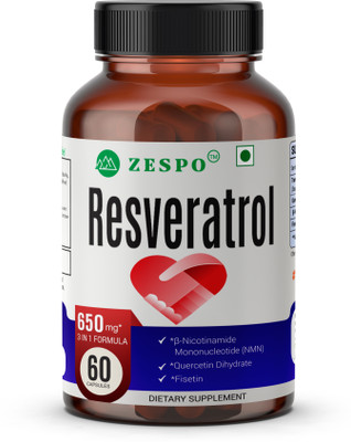 ZESPO Trans Resveratrol: Immune, Aging & Antioxidant with NMN, Quercetin & Fisetin(60 Capsules)