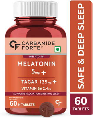 CARBAMIDE FORTE Melatonin 5mg Sleeping Tablets with Tagara 125mg | Deep Sleep Supplement(60 Tablets)