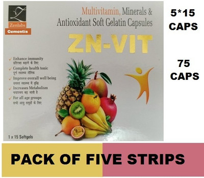 gementis ZENLABS ZN-VIT ZNVIT MULTIVITAMIN HEALTH SUPPLEMENT CAPSULE (5*15CAPS)(5 x 15 Capsules)