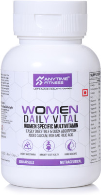 Anytime Fitness Women's Multivitamin Capsules | With MultiVitamins, Minerals, Pre & Probiotics(60 Tablets)