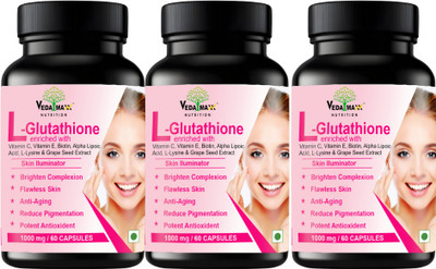 VEDA MAXX L- Glutathione for glow skin Pack of 3(3 x 60 Tablets)