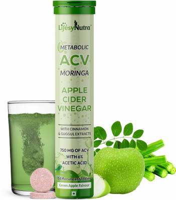 Lifesy Nutra Apple Cider Vinegar Moringa Effervescent Tablet, ACV Moringa To Control Cravings(15 Tablets)