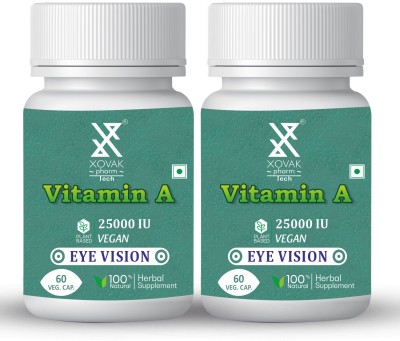 xovak pharma Herbal Vitamin A - Plant based Supplement Capsules for Eye Vision Health Pack 2(2 x 60 No)