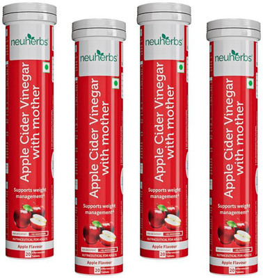 Neuherbs Apple Cider Vinegar Effervescent Tablet With Mother,Vit B6 & B12 For Weight Loss(4 x 20 Tablets)