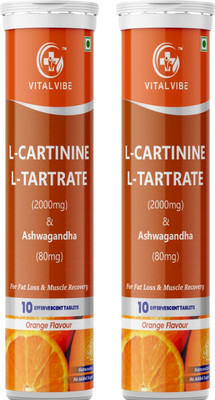 VITAL VIBE L-Carnitine Tartrate 2000MG+Ashwagandha Tablets for Fat Burn-Weight Loss(2 x 10 Tablets)