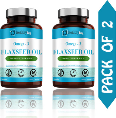 Healthy Tag Flaxseed extract Capsules Omega 3 (S196)(2 x 60 Capsules)