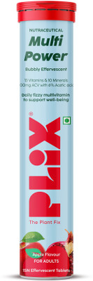 The Plant Fix Plix Apple Cider Vinegar 15 Effervescent Tablets Apple Burst with Vitamin B12(15 No)