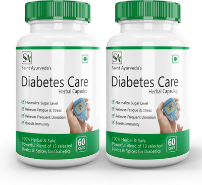 Saint Ayurveda Diabetes Care, Traditional formula based Ayurvedic Supplement for Sugar Control(2 x 60 Capsules)