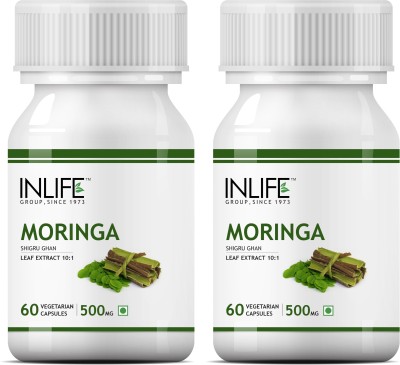 INLIFE Moringa Leaf Extract Supplement 500 mg - Vegetarian Capsules (2 Pack)(2 x 60 No)