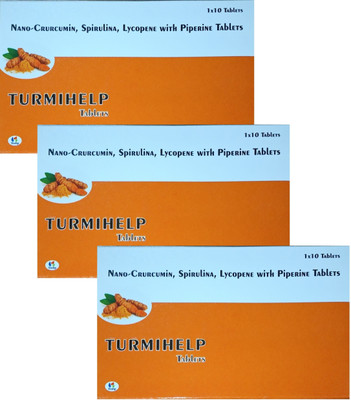 Trulip Pharma TURMIHELP Nano Curcumin 300mg, Spirulina,Lycopene,Piperine For Immunity Veg Tabs(30 Tablets)
