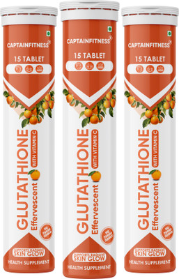 CaptainFitness L-Glutathione Effervescent Tablet with Vitamin C to Reduce Pigmentation|p10|(3 x 15 Tablets)