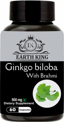 EARTH KING Ginkgo Biloba with Bramhi Extract for Memory & Focus -500mg 60 Capsules(60 Capsules)