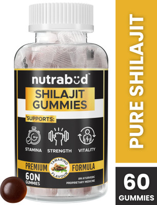 Nutrabud Pure Shilajit Gummies - Boosts Stamina & Strength - Tamarind Flavour(60 Tablets)