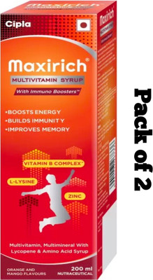 Maxirich Multivitamin syrup boost immunity power house of vitamins and minerals(2 x 200 ml)