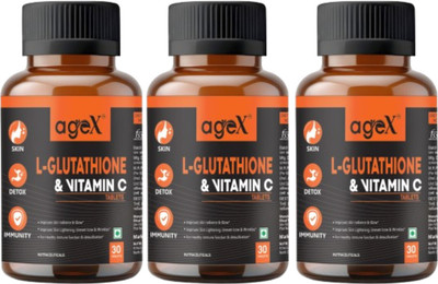 Age x Age x AgeX L-Glutathione 500mg + Vitamin C Tablets(3 x 30 Tablets)
