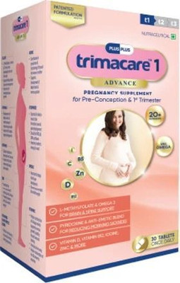 Plus Plus Lifesciences LLP Trimacare 1 Prenatal Multivitamin for Pregnancy L-Methyl Folate,Folic Acid, PC-3(30 Tablets)