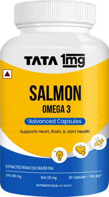 TATA 1mg Salmon Omega 3 Fish Oil 1000mg,Fish Oil Capsule with Omega-3(60 Capsules)
