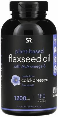 Sports Research Plant Based Flaxseed Oil with ALA Omega-3, 1,200 mg, 180 Veggie Softgels