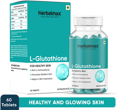 Herbal max L-Glutathione Tablet For Glowing Skin & Reduce Pigmentation For Men & Women(60 Tablets)