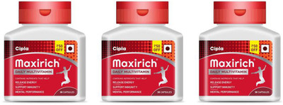 Cipla Maxirich Daily Multivitamin & Minerals Softgels Bottle(3 x 30 Capsules)