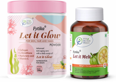FYTIKA HEALTHCARE PRODUCTS Fytika Let It Glow Collagen Pineapple Flavour & Let It Melt - 200 G, 60 tablets(2 x 100 g)