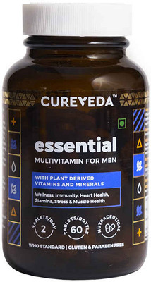 Cureveda Essential Multivitamin For Men - Plant Based Minerals| Stamina & overall Health(60 Tablets)