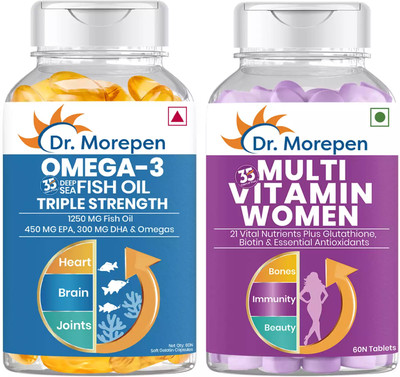 Dr. Morepen Multivitamin Women And Omega 3 Triple Strength For Heart Health, Bones & Joints(120 Tablets)