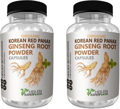 HEILEN BIOPHARM Korean Red Panax Ginseng Root Powder 360 Capsules X 500 mg, 180 grams(360 No)