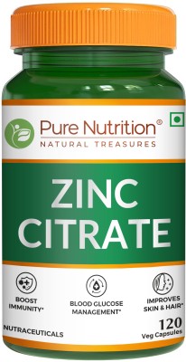 Pure Nutrition Zinc Cirate Blood Glucose Management, Zinc supports immune health, skin repair(120 Tablets)