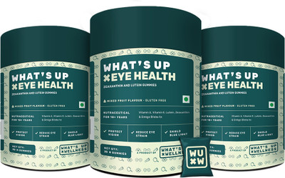 What's Up Wellness Eye Care Gummies with Lutein, Zeaxanthin Supplement for Healthy Eye & Vision(3 x 30 No)