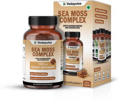 Vedapulse Sea Moss Complex | With Ashwagandha & Dandelion |Immunity & Energy Support |(90 Capsules)