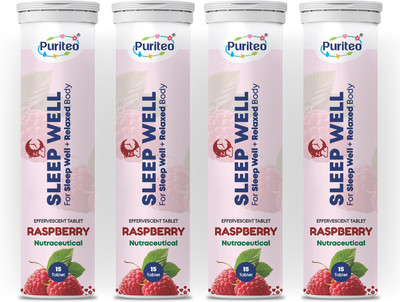 puriteo SLEEP WELL EFFERVESCENT TABLET RASPBERRY 04(4 x 15 Tablets)
