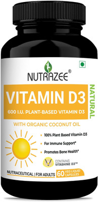 Nutrazee Vegan Vitamin D3 Supplement Cholecalciferol(60 Capsules)
