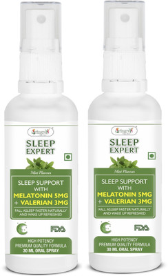 Vringra Sleeping Spray-Melatonin 5mg+3mg Valerian-Fast Asleep-Quick Sleep-Instant Sleep(2 x 15 ml)