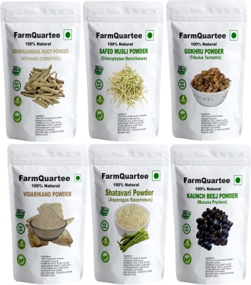 FarmQuartee Safed Musli Ashwagandha Shatavari Gokhru Vidarikand & Kaunch Powder (50g each)(6 x 50 g)