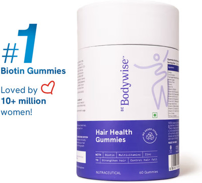 Be Bodywise 30mcg Biotin Hair Gummies |Hair Vitamins for Hairfall Control | No Added Sugar(60 No)
