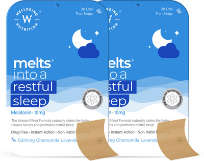 Wellbeing Nutrition Melts Restful Sleep Plant-Based Melatonin 10mg for Natural Sleep Cycle(2 x 30 No)