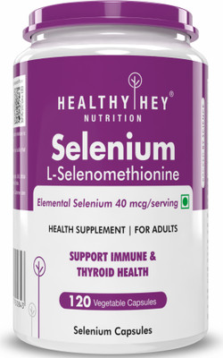 HealthyHey Nutrition Selenium Capsules, 40mcg, Non-GMO & Superior Absorption - 120 Vegetarian Capsules(120 No)