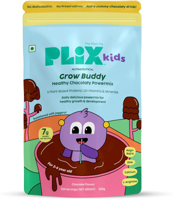 The Plant Fix Plix Kids Grow Buddy Powermix | Growth & Development | 7g Plant Protein | Chocolate(300 g)