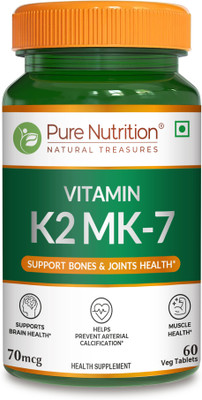 Pure Nutrition Vitamin K2 MK-7 For Bone Health & Cardiovascular Wellness & Brain Health(60 Tablets)