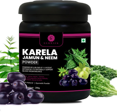 G GLOWSIK Karela Jamun Powder | 11 Potent Herbs | Helps Regulate Sugar Management(200 g)